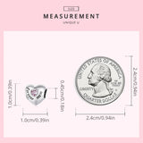 925 Sterling Silver Family Heart Cubic Zirconia Charm - 6 Options