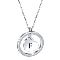Stainless Steel Heart/Circle Initial Necklace - 27 Options