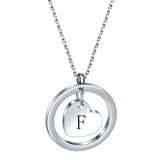 Stainless Steel Heart/Circle Initial Necklace - 27 Options