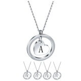 Stainless Steel Heart/Circle Initial Necklace - 27 Options