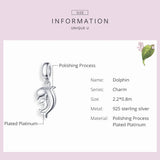 925 Silver Mother&Baby Dolphin Hanging Charm