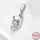 925 Silver Mother&Baby Dolphin Hanging Charm