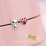 925 Sterling Silver Epoxy Cat/Paw Studs