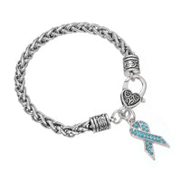 Rhinestone Breast Cancer Ribbon Awareness Bracelet - 10 Colours