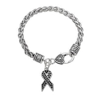 Rhinestone Breast Cancer Ribbon Awareness Bracelet - 10 Colours