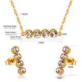 Stainless Steel Round Row Pendant Necklace and Earrings Set - 2 Colours