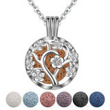 Fashion 14mm Lava Ball Tree Blossom Aromatherapy Necklace - 8 Options