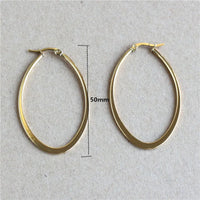 Stainless Steel Oval Gold Plated Hoop Earrings - 3 Sizes