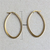 Stainless Steel Oval Gold Plated Hoop Earrings - 3 Sizes
