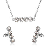 Stainless Steel Round Row Pendant Necklace and Earrings Set - 2 Colours
