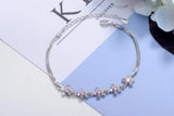 925 Sterling Silver Purple Zirconia Flower Bracelet