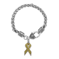 Rhinestone Breast Cancer Ribbon Awareness Bracelet - 10 Colours