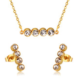 Stainless Steel Round Row Pendant Necklace and Earrings Set - 2 Colours