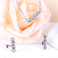 Stainless Steel Round Row Pendant Necklace and Earrings Set - 2 Colours