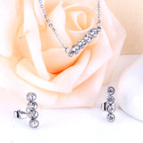 Stainless Steel Round Row Pendant Necklace and Earrings Set - 2 Colours