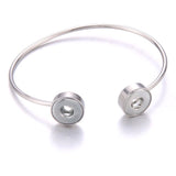 Stainless Steel Cuff Crystal Bracelet (Fit 12mm Snap Charm) - 4 Designs