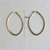 Stainless Steel Oval Gold Plated Hoop Earrings - 3 Sizes