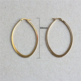 Stainless Steel Oval Gold Plated Hoop Earrings - 3 Sizes