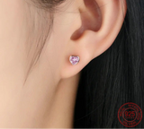 925 Sterling Silver Rose Gold Plated CZ Heart Stud Earrings - 2 Colours