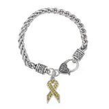 Rhinestone Breast Cancer Ribbon Awareness Bracelet - 10 Colours