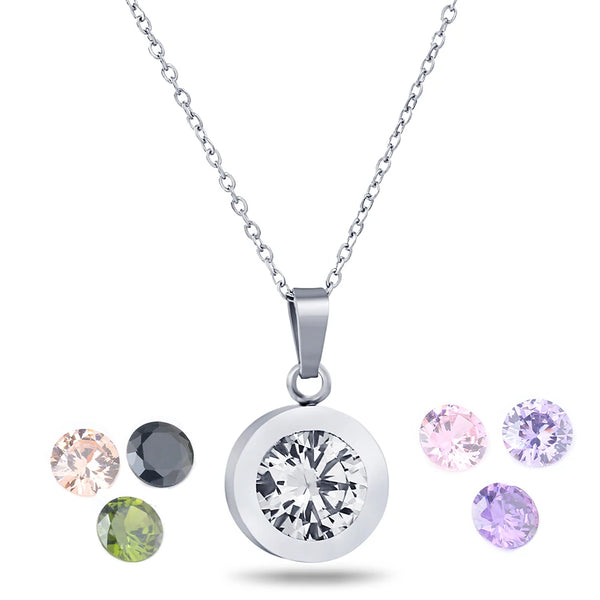 Stainless Steel Interchangeable Crystal Necklace - 2 Options