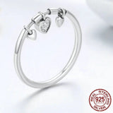 925 Sterling Silver Triple Hanging Heart Ring