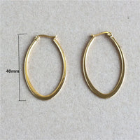 Stainless Steel Oval Gold Plated Hoop Earrings - 3 Sizes