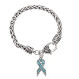 Rhinestone Breast Cancer Ribbon Awareness Bracelet - 10 Colours