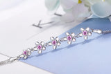 925 Sterling Silver Purple Zirconia Flower Bracelet