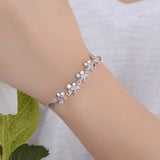 925 Sterling Silver Purple Zirconia Flower Bracelet