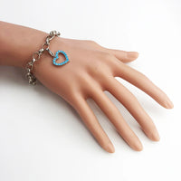 925 Sterling Silver Blue Stone Heart Hanging Charm
