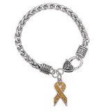 Rhinestone Breast Cancer Ribbon Awareness Bracelet - 10 Colours