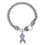 Rhinestone Breast Cancer Ribbon Awareness Bracelet - 10 Colours