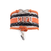 Infinity COPD Ribbon Hope Charm Awareness Leather Wrap Bracelet
