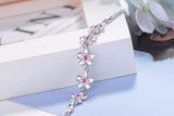 925 Sterling Silver Purple Zirconia Flower Bracelet