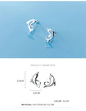 925 Sterling Silver Cute Tiny Dolphin Stud Earrings