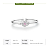 925 Sterling Silver Flower Open Cuff Bangle - 2 Colours