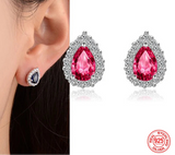 925 Sterling Silver Pear Crystal Earrings - 3 Colours
