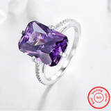925 Sterling Silver Purple Cushion Cut Ring