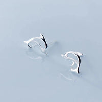 925 Sterling Silver Cute Tiny Dolphin Stud Earrings