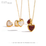 Stainless Steel Natural Stone Heart Necklace/Earrings - 2 Colours