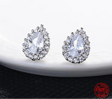 925 Sterling Silver Pear Crystal Earrings - 3 Colours