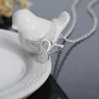 925 Sterling Silver Infinity Angel Wings Necklace