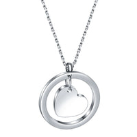 Stainless Steel Heart/Circle Initial Necklace - 27 Options