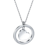 Stainless Steel Heart/Circle Initial Necklace - 27 Options