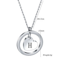 Stainless Steel Heart/Circle Initial Necklace - 27 Options