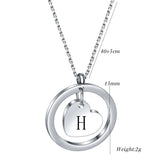 Stainless Steel Heart/Circle Initial Necklace - 27 Options