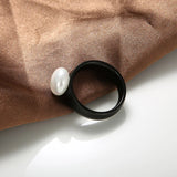 Stainless Steel Simulated-Pearl Ring - 4 Options