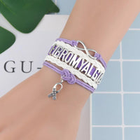 Infinity FIBROMYALGIA Awareness Leather Bracelet - 2 Options