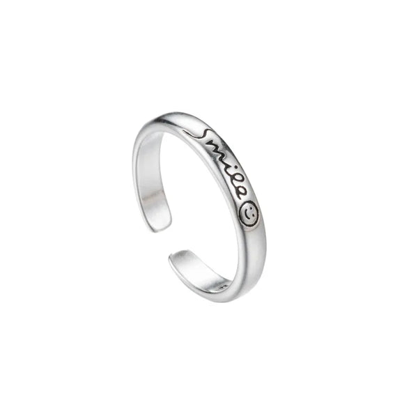 925 Sterling Silver Smile Open Ring